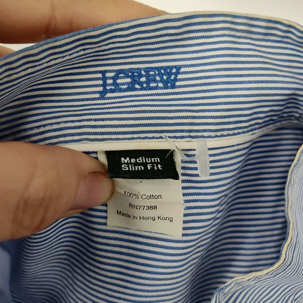 J. Crew Slim Fit Blue And White Striped Button Down Shirt Size Women's Medium
